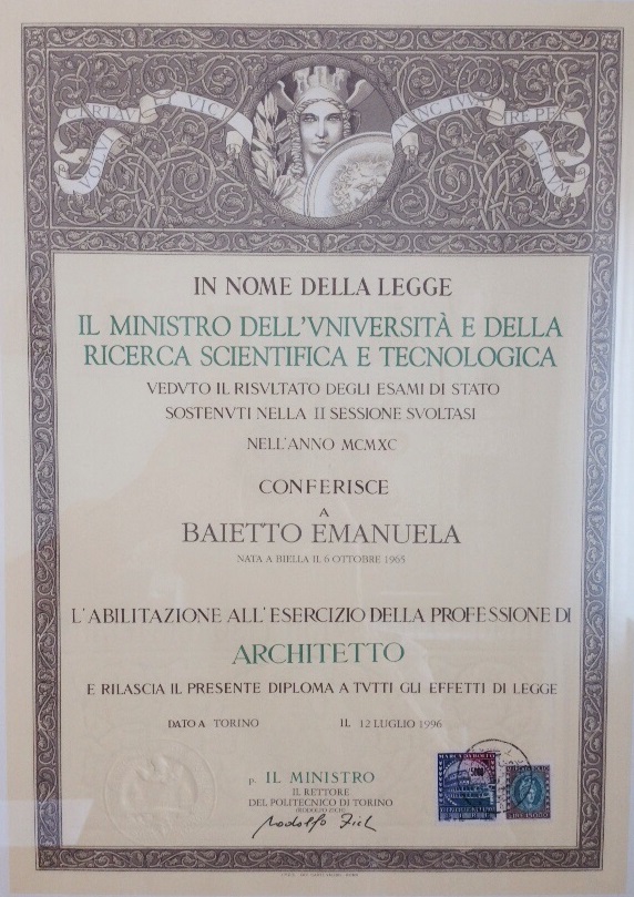 Abilitazione Architetto Emanuela Baietto